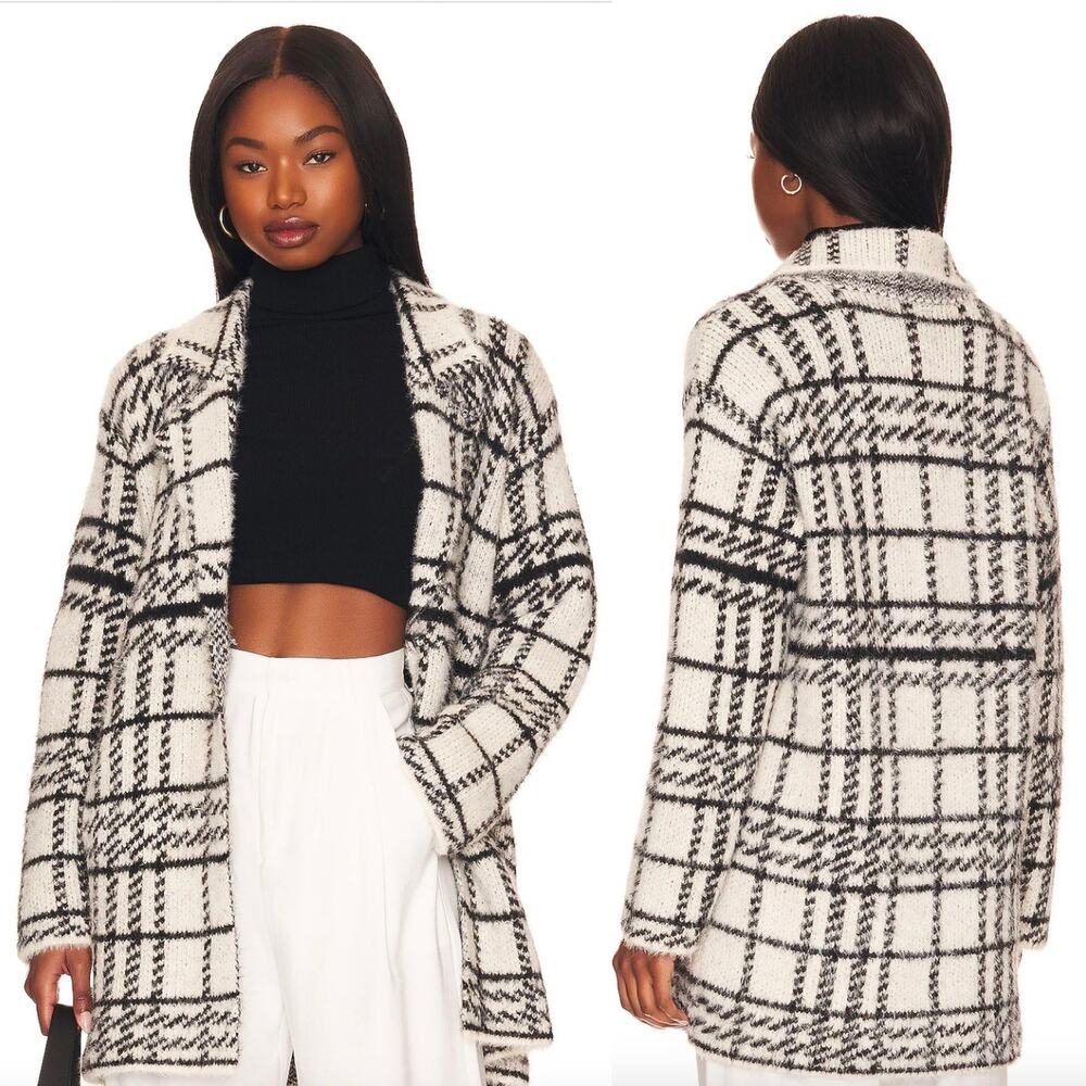 L*SPACE Stirling Sweater Coat In Couldn't Be Cozier Plaid Size Small New